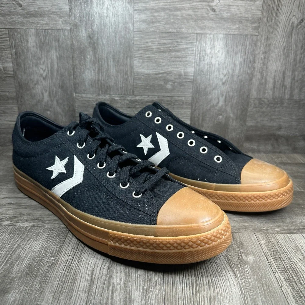 Converse Star Player 76 Mens 11.5 Black Canvas Gum Sole Low Top Sneakers - Picture 5 of 8